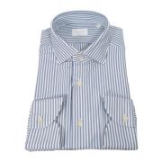 Blå og Hvit Stripet Tailor Fit Aktiv Skjorte