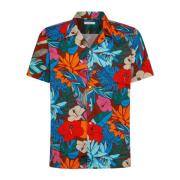 Blomstermønstret kortermet skjorte for menn
