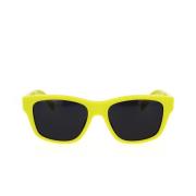 Geometriske solbriller med gul fluorescerende ramme og grå linser