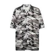 Grå Camouflage Print Skjorte for Menn