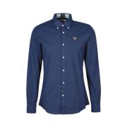Blå Tartan Button-Down Skjorte