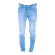Slim-fit Denim Jeans med Trendy Rifter