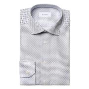 Slim Fit Micro Print Poplin Skjorte