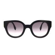 Glamorøse runde solbriller med mørkegrå linse