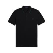 Slim Fit Twin Tipped Polo i Svart/Ivy