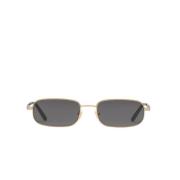 Ovale solbriller med metallramme og grå linser