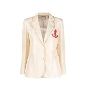 Silk Blazer med patch-detaljer