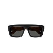 Herre firkantede acetat solbriller med brune logo-ermer