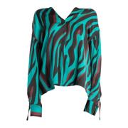 Psykedelisk Zebra Print Satengbluse