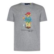 Grå Polo T-skjorte for Menn med Polo Bear Grafikk