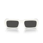 Solbriller med Ujevn Form i Hvitt med Mørkegrå Linser