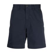 Marineblå Stretch Bomull Chino Shorts