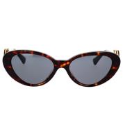 Cat-Eye Solbriller med Mørkegrå Linse og Havana Ramme