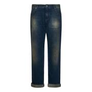 Vintage Mørkeblå Rett Passform Jeans
