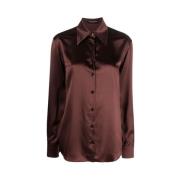 Rustbrun Silkeskjorte med Satengfinish