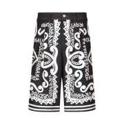Marina Print Denim Shorts