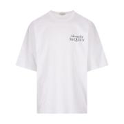 Hvit Logo Oversize T-skjorte for Menn
