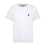 Hvit Logo Print T-Skjorte med Svart Stjerne