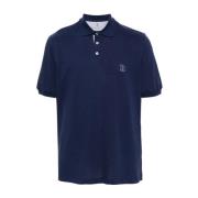 Navy Blue Logo Print T-skjorter og Polos