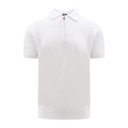Hvit kortermet T-skjorte med halv glidelås