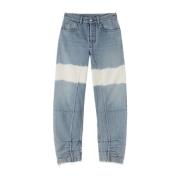 Blå Jeans med Fargeblokk Design