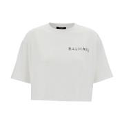 Hvit T-skjorte med Kort Erme Design