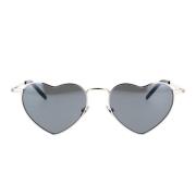 Hjerteformede solbriller med speilende sølvlinser