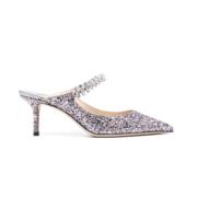 Glitter Pointed Toe Crystal Strap Heels