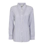 Blå/Hvit Stripet Bomullsskjorte