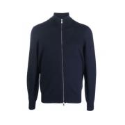 Marineblå Cashmere Zip-Up Genser