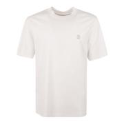 Hvit Bomull T-Skjorte med Brodert Logo