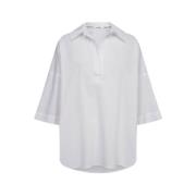 Hvit Oversized Pullover Skjorte