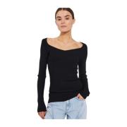 Black Norr Sherry Heart Knit Top Topp