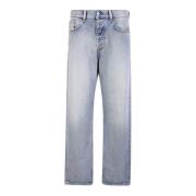 Blå Stonewashed Jeans med Rett Snitt