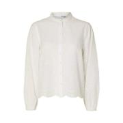 Hvit Selected Femme Slftatiania L/S Embr.Shirt Noos - White Skjorter B...