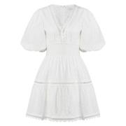 Elvira V-Neck Mini Dress - White