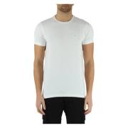 Slim Fit Bomull Stretch T-Skjorte med Front Logo Patch