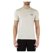 Stretch Bomull T-skjorte med Preget Logo Print