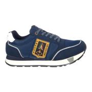 Klassiske Sneakers med Tricolor Piler i Blå