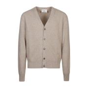 Beige Ull Cardigan med V-Hals