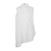 Asymmetrisk Oversized Hvit Bomullsskjorte