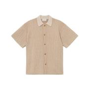 Camel/Ivory Les Deux Easton Knitted Ss Shirt Skjorte