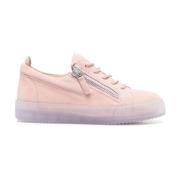 Beige Lukkede Flate Sneakers Stilig Komfort