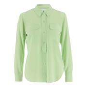 Luksuriøs Silke Grønn Skjorte