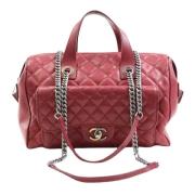 Pre-owned Burgunder Laer Chanel veske