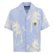 Lys Blå Palm Print Skjorte