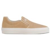 Beige Semsket Slip On Sko