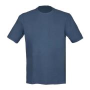 Denim Crepe Bomull T-skjorte med Sidelukninger