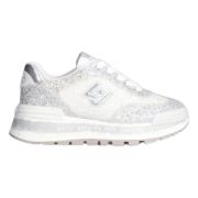 Glitter Sølv Flate Sneakers
