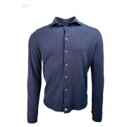 Nattblå Pique Jersey Skjorte